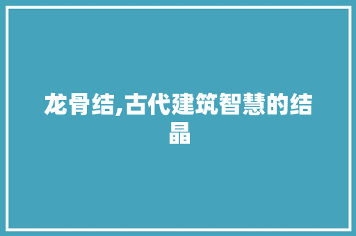 龙骨结,古代建筑智慧的结晶