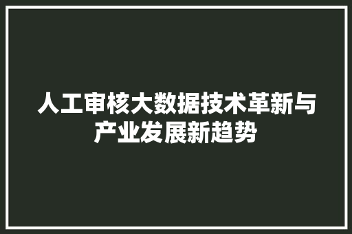 人工审核大数据技术革新与产业发展新趋势 编程语言