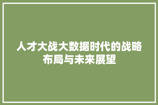 人才大战大数据时代的战略布局与未来展望 电脑故障维修