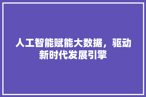 人工智能赋能大数据，驱动新时代发展引擎