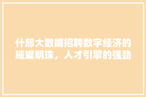什邡大数据招聘数字经济的璀璨明珠，人才引擎的强劲动力