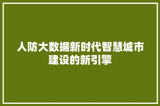 人防大数据新时代智慧城市建设的新引擎 电脑基础