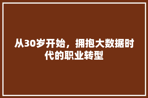从30岁开始，拥抱大数据时代的职业转型 编程语言