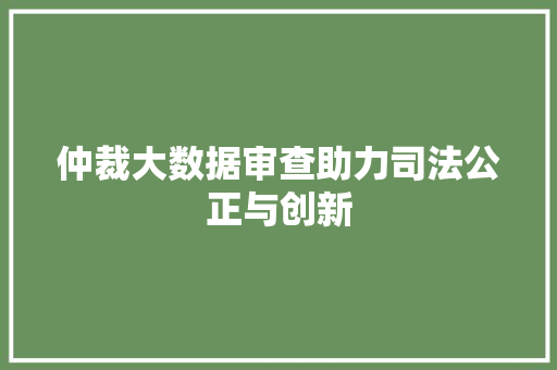仲裁大数据审查助力司法公正与创新 仲裁大数据审查助力司法公正与创新