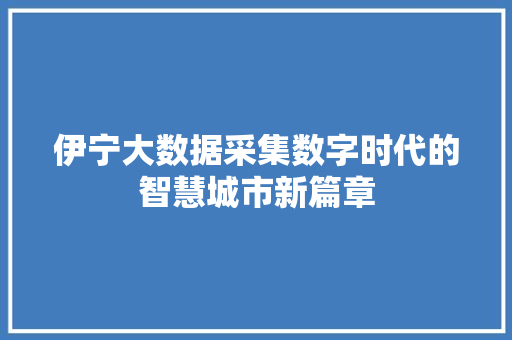 伊宁大数据采集数字时代的智慧城市新篇章
