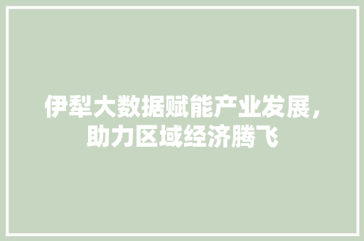 伊犁大数据赋能产业发展，助力区域经济腾飞