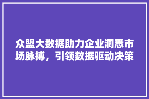 众盟大数据助力企业洞悉市场脉搏，引领数据驱动决策新时代