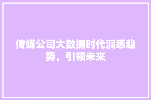 传媒公司大数据时代洞悉趋势，引领未来 电脑故障维修