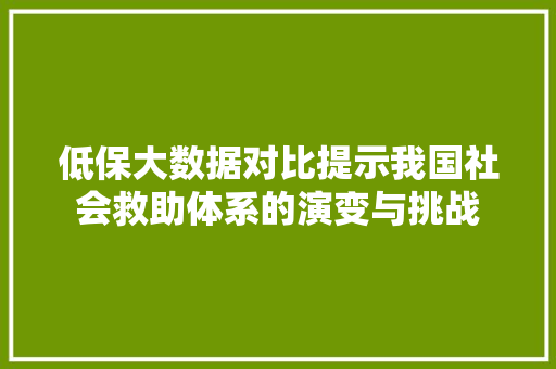 低保大数据对比提示我国社会救助体系的演变与挑战 网络技术