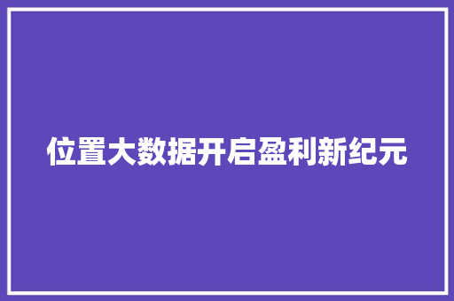 位置大数据开启盈利新纪元