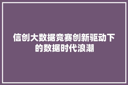 信创大数据竞赛创新驱动下的数据时代浪潮 操作系统