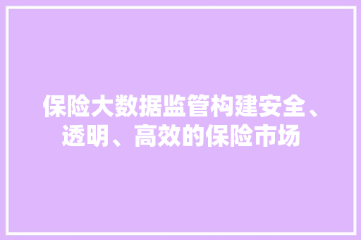 保险大数据监管构建安全、透明、高效的保险市场 电脑配置