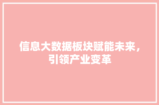 信息大数据板块赋能未来，引领产业变革 操作系统