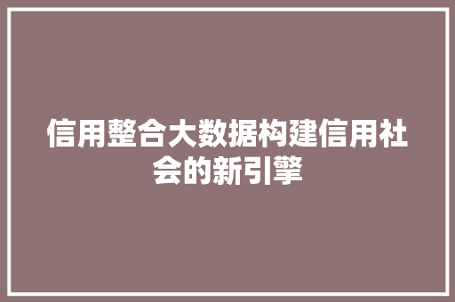 信用整合大数据构建信用社会的新引擎