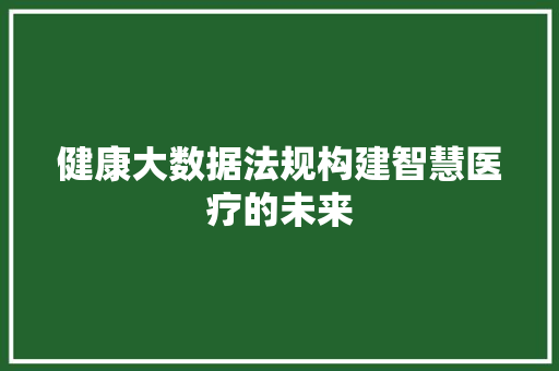 健康大数据法规构建智慧医疗的未来 编程语言