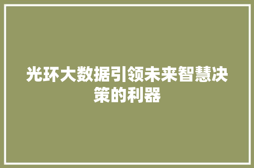 光环大数据引领未来智慧决策的利器 编程语言