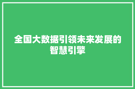 全国大数据引领未来发展的智慧引擎 电脑基础