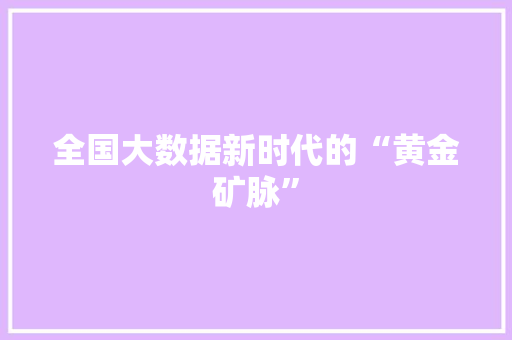 全国大数据新时代的“黄金矿脉” 编程语言 全国大数据新时代的“黄金矿脉” 编程语言