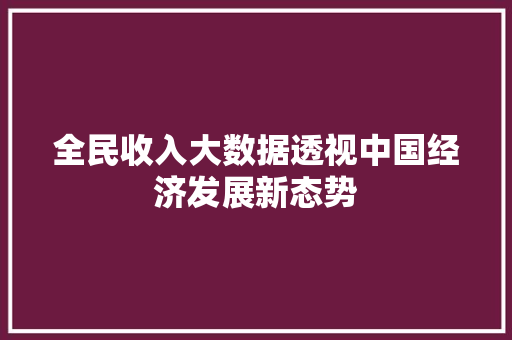 全民收入大数据透视中国经济发展新态势 电脑配置