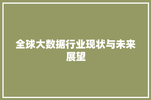 全球大数据行业现状与未来展望 电脑基础 全球大数据行业现状与未来展望 电脑基础