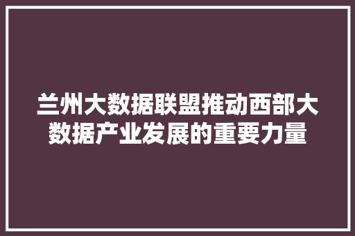兰州大数据联盟推动西部大数据产业发展的重要力量 兰州大数据联盟推动西部大数据产业发展的重要力量