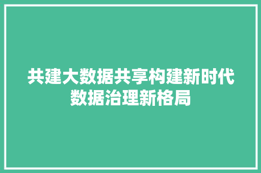 共建大数据共享构建新时代数据治理新格局 编程语言
