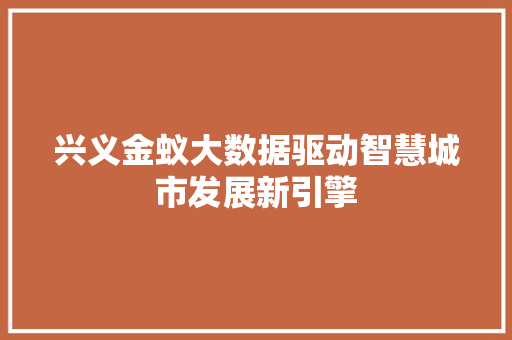 兴义金蚁大数据驱动智慧城市发展新引擎 电脑基础