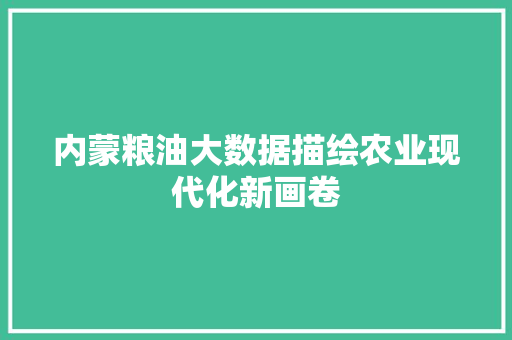 内蒙粮油大数据描绘农业现代化新画卷