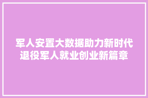 军人安置大数据助力新时代退役军人就业创业新篇章