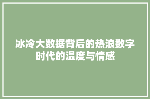 冰冷大数据背后的热浪数字时代的温度与情感