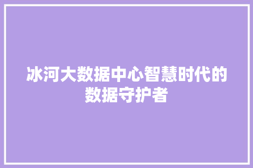 冰河大数据中心智慧时代的数据守护者