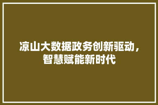 凉山大数据政务创新驱动,智慧赋能新时代 编程语言 凉山大数据政务创新驱动,智慧赋能新时代 编程语言