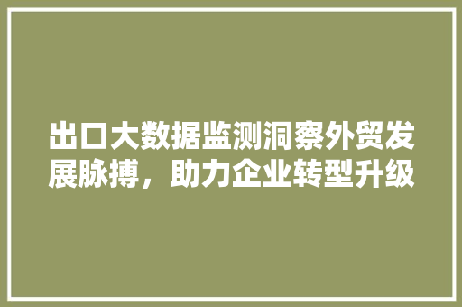 出口大数据监测洞察外贸发展脉搏，助力企业转型升级 电脑基础