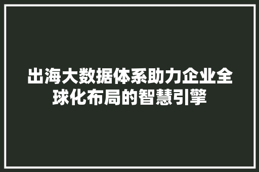 出海大数据体系助力企业全球化布局的智慧引擎