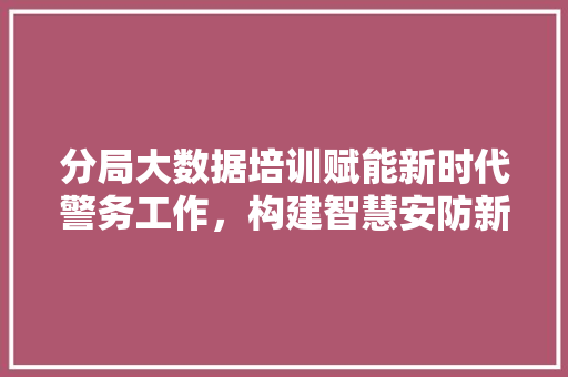 分局大数据培训赋能新时代警务工作，构建智慧安防新格局