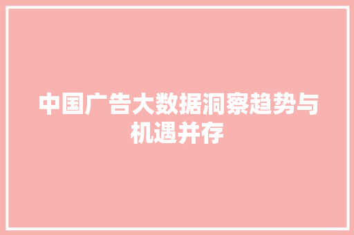 中国广告大数据洞察趋势与机遇并存