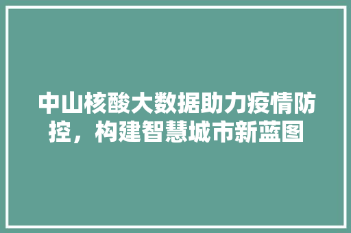 中山核酸大数据助力疫情防控，构建智慧城市新蓝图