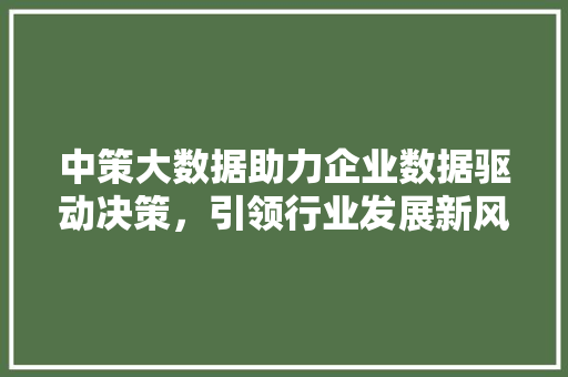 中策大数据助力企业数据驱动决策,引领行业发展新风向 电脑基础 中策大数据助力企业数据驱动决策,引领行业发展新风向 电脑基础