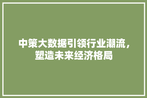 中策大数据引领行业潮流，塑造未来经济格局