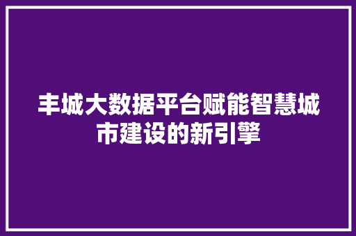丰城大数据平台赋能智慧城市建设的新引擎 操作系统