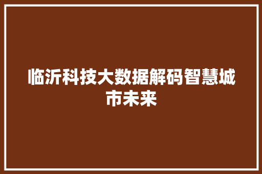 临沂科技大数据解码智慧城市未来