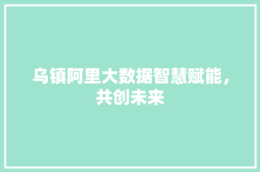 乌镇阿里大数据智慧赋能，共创未来