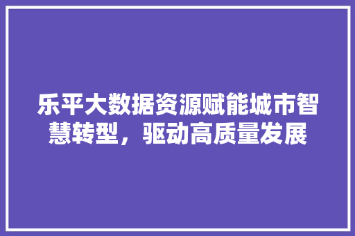 乐平大数据资源赋能城市智慧转型,驱动高质量发展 乐平大数据资源赋能城市智慧转型,驱动高质量发展
