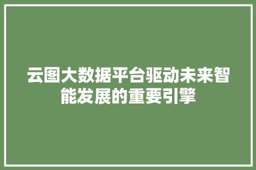云图大数据平台驱动未来智能发展的重要引擎 云图大数据平台驱动未来智能发展的重要引擎