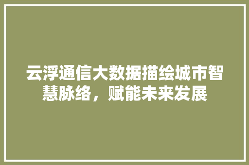 云浮通信大数据描绘城市智慧脉络，赋能未来发展