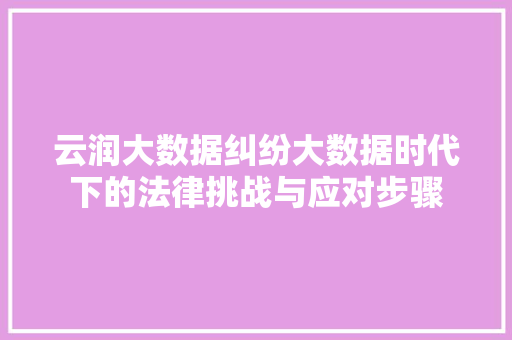 云润大数据纠纷大数据时代下的法律挑战与应对步骤