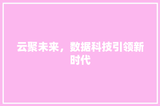 云聚未来，数据科技引领新时代 编程语言