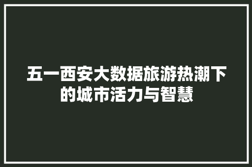 五一西安大数据旅游热潮下的城市活力与智慧 网络技术