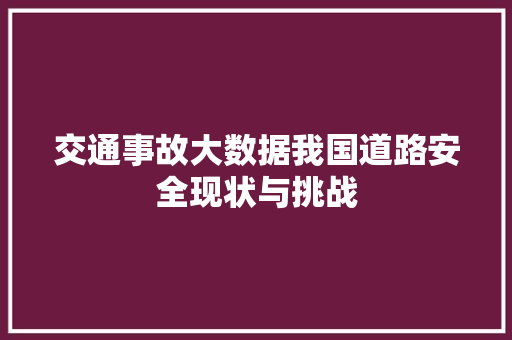 交通事故大数据我国道路安全现状与挑战