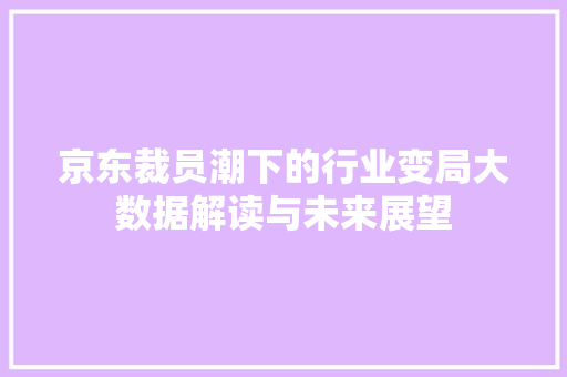 京东裁员潮下的行业变局大数据解读与未来展望